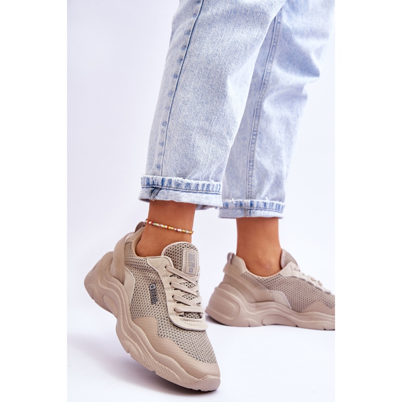 Scarpe sportive da donna in tessuto Memory Foam System Big Star LL274A066 Beige 2