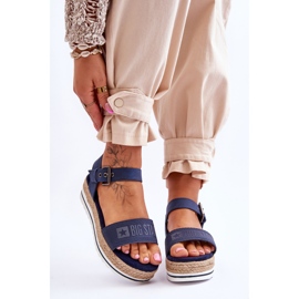 Sandali con plateau Big Star comodi da donna LL274869 blu navy 1