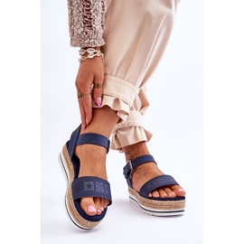 Sandali con plateau Big Star comodi da donna LL274869 blu navy 2