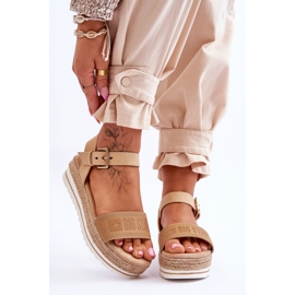 Sandali con plateau comodi da donna Big Star LL274872 Beige marrone 1
