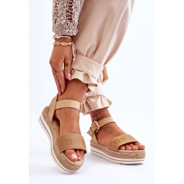 Sandali con plateau comodi da donna Big Star LL274872 Beige marrone 2