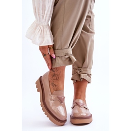 Vinceza Mocassini Donna Laccati Con Plateau Con Decoro Beige Jonett 1