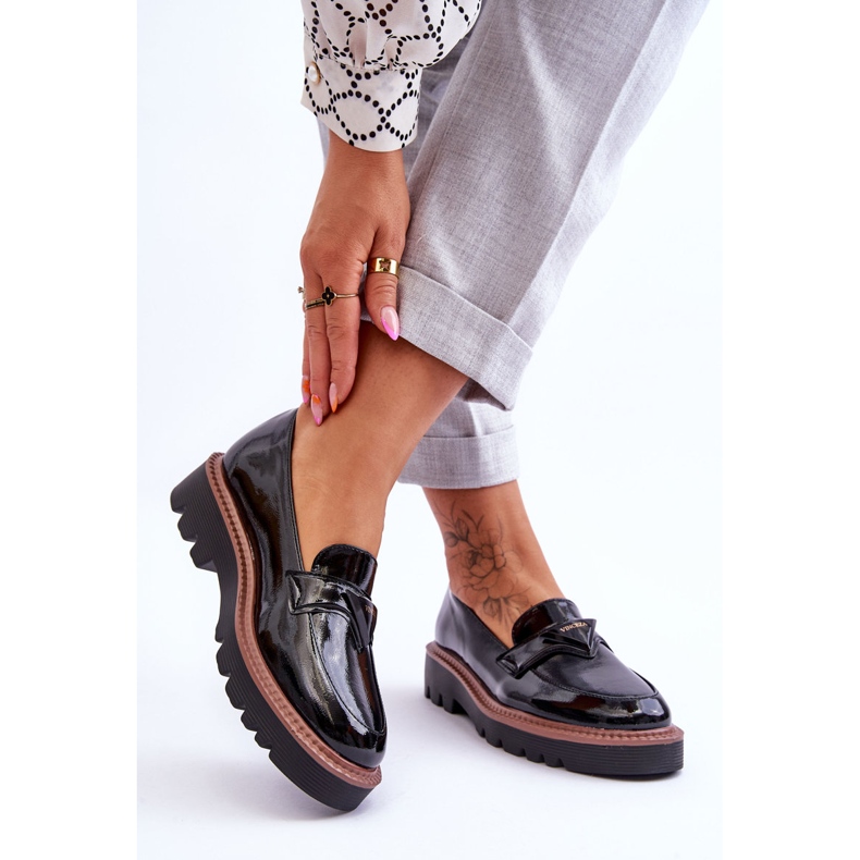 Vinceza Mocassini Platform Donna Laccati Con Decorazione Nero Jonett 2