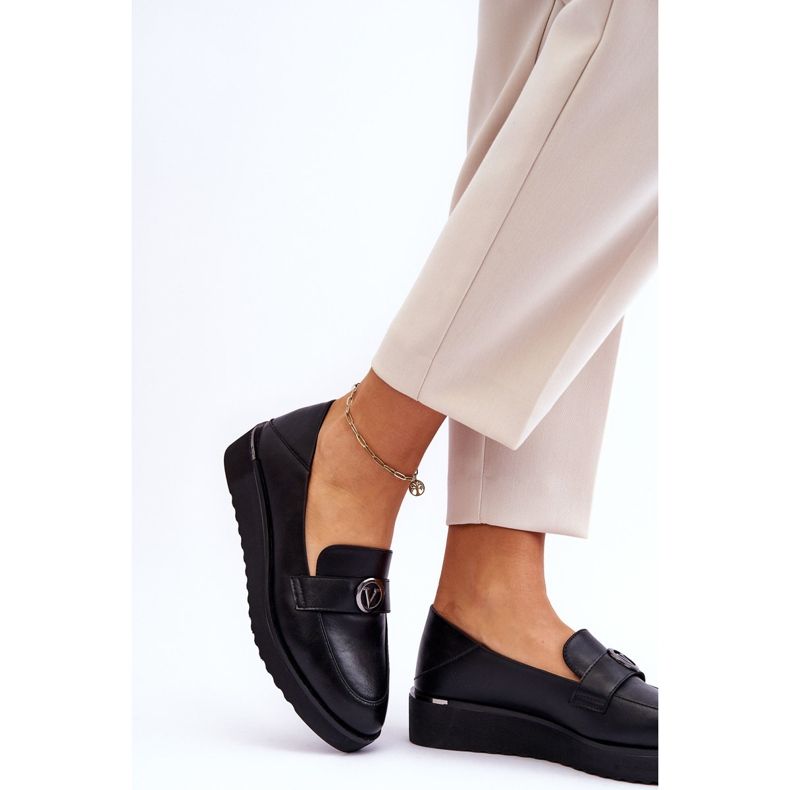 Vinceza Mocassini Donna in Pelle con Zeppa Bassa Black Synthia nero 2
