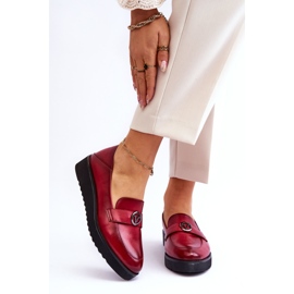 Vinceza Mocassini Donna in Pelle con Zeppa Bassa Rosso Synthia 1