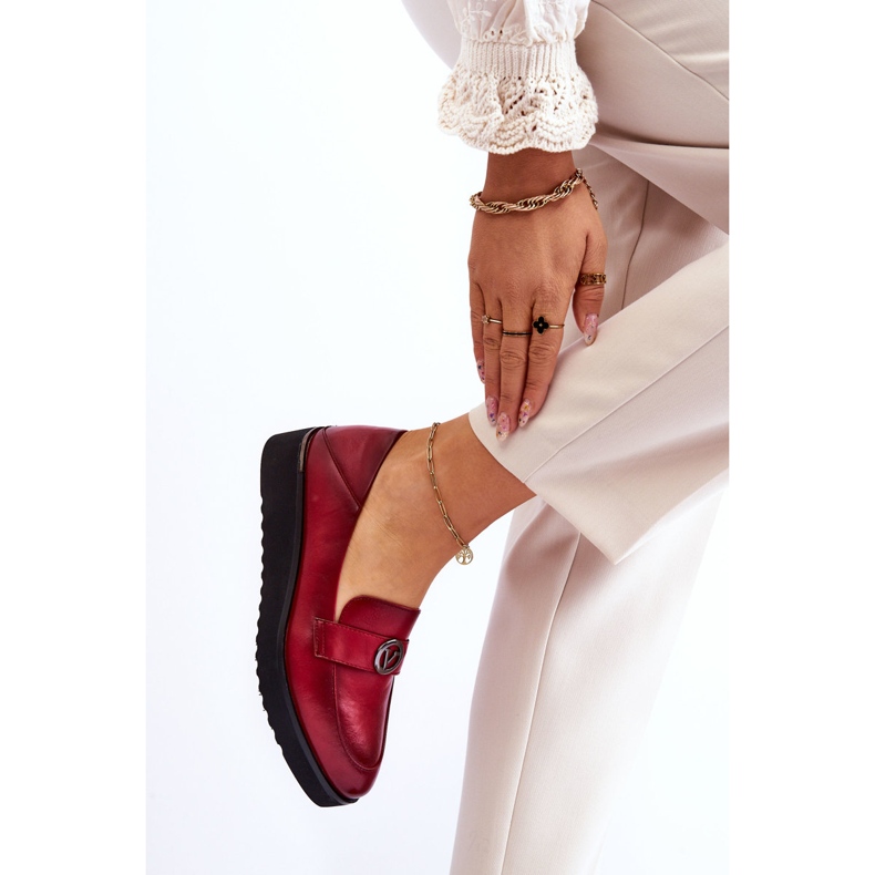Vinceza Mocassini Donna in Pelle con Zeppa Bassa Rosso Synthia 2