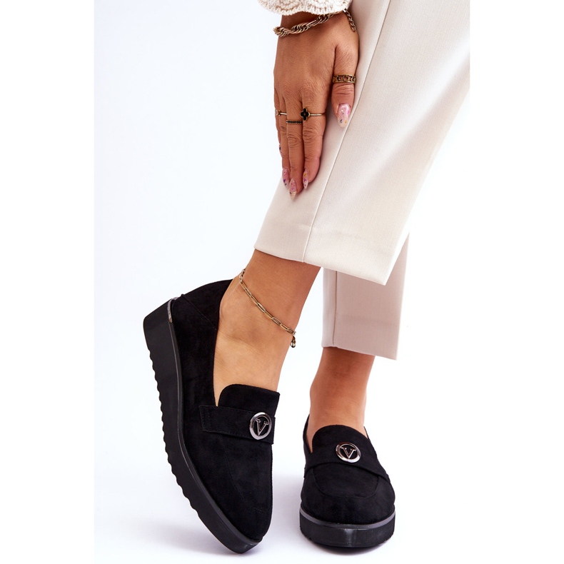 Vinceza Mocassini con zeppa bassi in camoscio da donna Black Synthia nero 1
