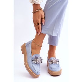 Vinceza Mocassini alla moda in camoscio con cristalli blu Demeris 1
