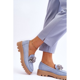 Vinceza Mocassini alla moda in camoscio con cristalli blu Demeris 2