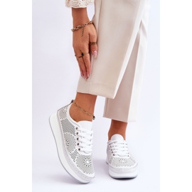 Vinceza Scarpe Sportive Traforate In Pelle Da Donna Bianche Marea bianco 1