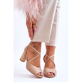 Sandali Donna Con Tacco Sergio Leone SK864 Beige Scuro 1