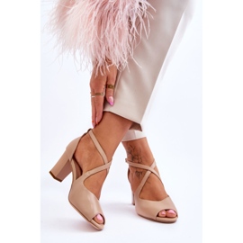 Sandali Donna Con Tacco Sergio Leone SK864 Beige Scuro 2