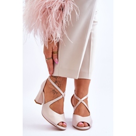 Sandali Donna Con Tacco Sergio Leone SK864 Beige Perla 1