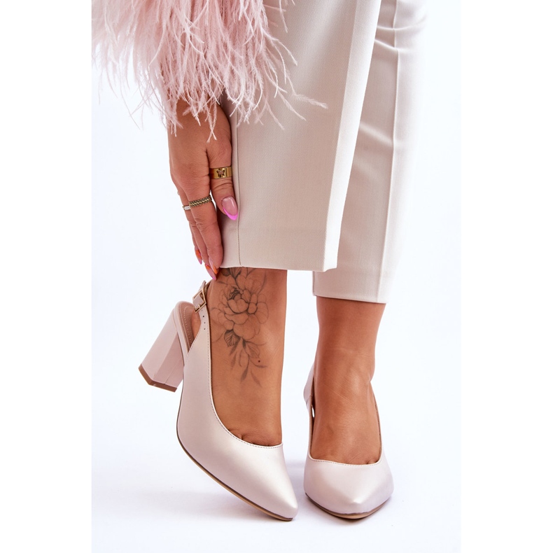 Comode Décolleté Sul Tacco Sergio Leone SK162 Beige Perlato 1