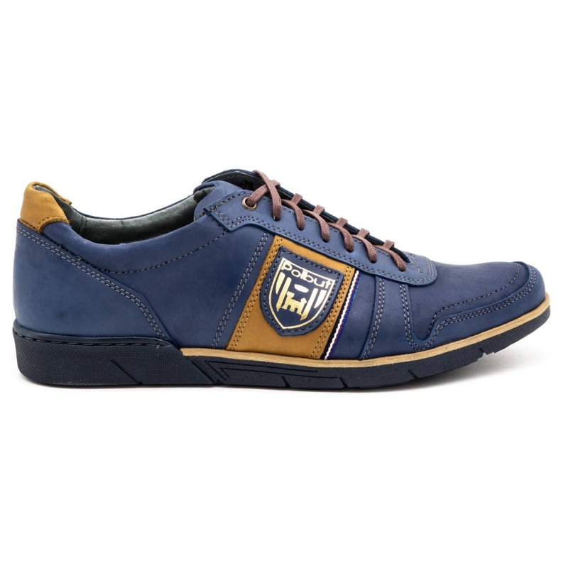 Polbut Scarpe casual da uomo in pelle 2113 blu navy giallo 1