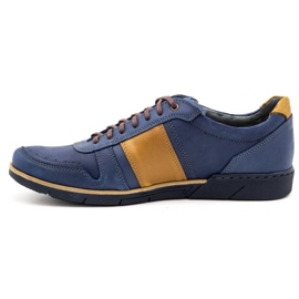 Polbut Scarpe casual da uomo in pelle 2113 blu navy giallo 2