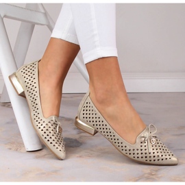 Scarpe da donna a punta oro traforate Jezzi ASA178-5 d'oro 1