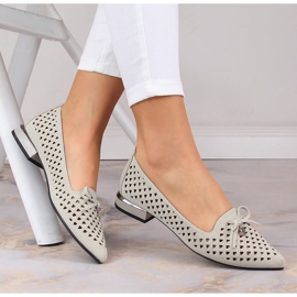 Scarpe da donna traforate a punta Jezzi ASA178-5 argento 1