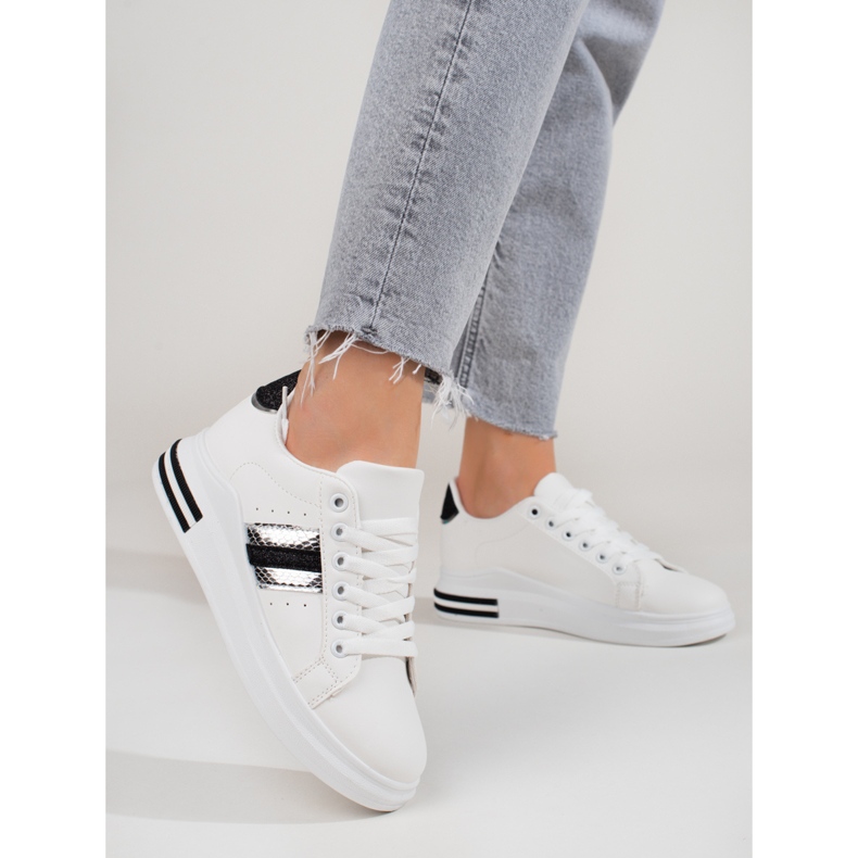 Sneakers Shelovet da donna su plateau alto bianco 1