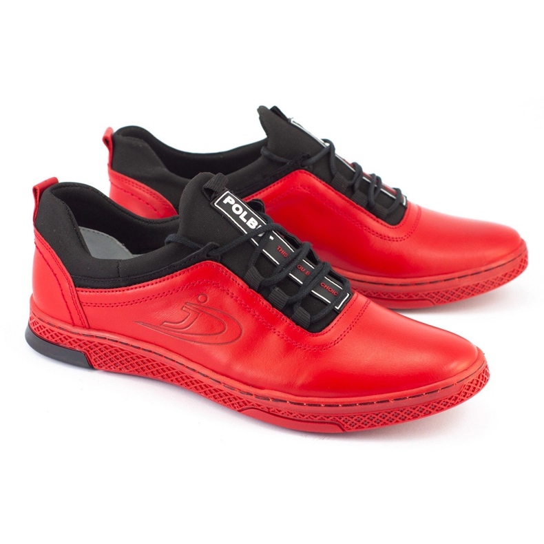 Polbut Scarpe casual da uomo in pelle K24 rosse rosso 1