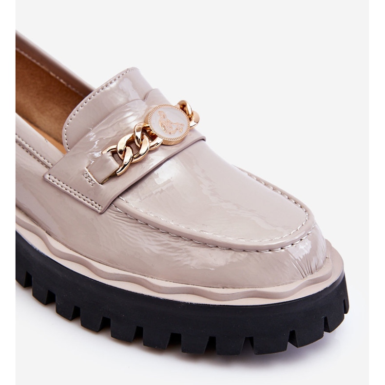 S.Barski Mocassini Platform Laccati Grigio Chiaro Ronin 1