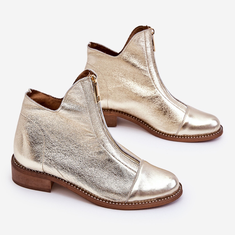 Stivali in pelle con cerniera Nicole 2785/007 oro d'oro 1