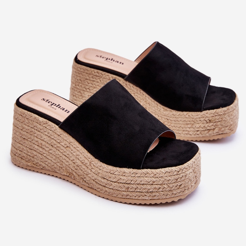 FS1 Pantofole con zeppa e plateau da donna nere Ysabel nero 1