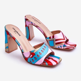 FS1 Pantofole Donna Tacco Fantasia Blu Adelise beige rosso rosa 1