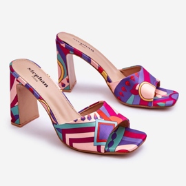 FS1 Ciabatte da donna con tacco fantasia viola Adelise multicolore 1