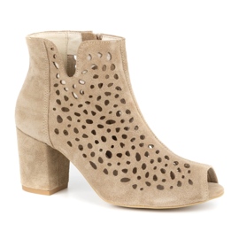 Exousite Stivali da donna in pelle traforata 1184 beige 1