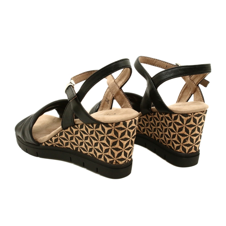 Sandali in pelle con zeppa Caprice 9-28710-20 040 Nero Softnap 5