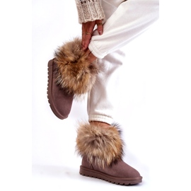 FS1 Stivali da neve da donna in pelle scamosciata con pelliccia Alexa beige 2