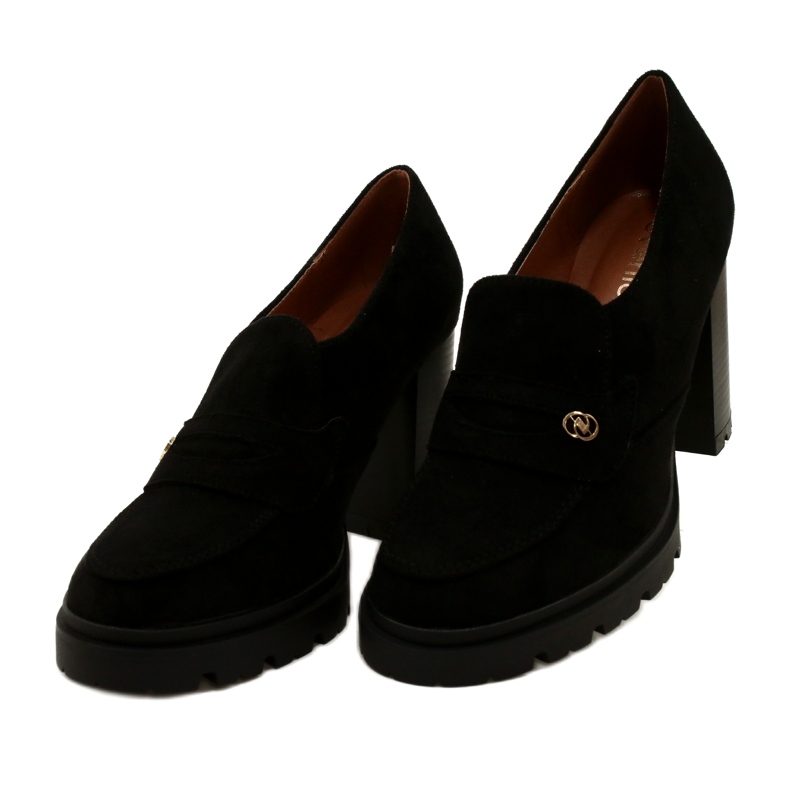 Evento Mocassini alla moda sulla piattaforma e barra nera nero 3