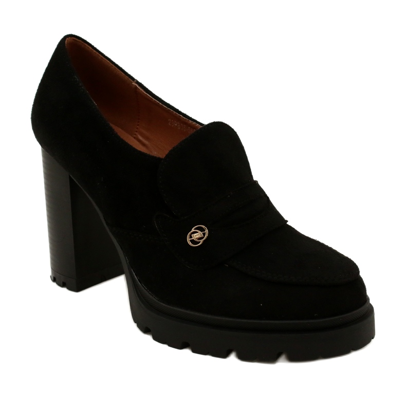 Evento Mocassini alla moda sulla piattaforma e barra nera nero 1