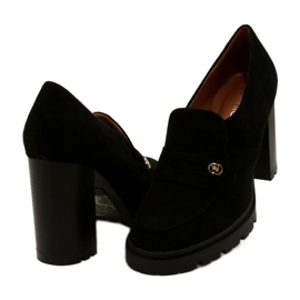 Evento Mocassini alla moda sulla piattaforma e barra nera nero 4