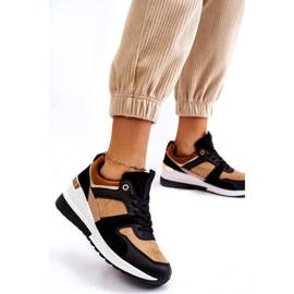Classiche sneakers con zeppa Collide beige e nere marrone 2
