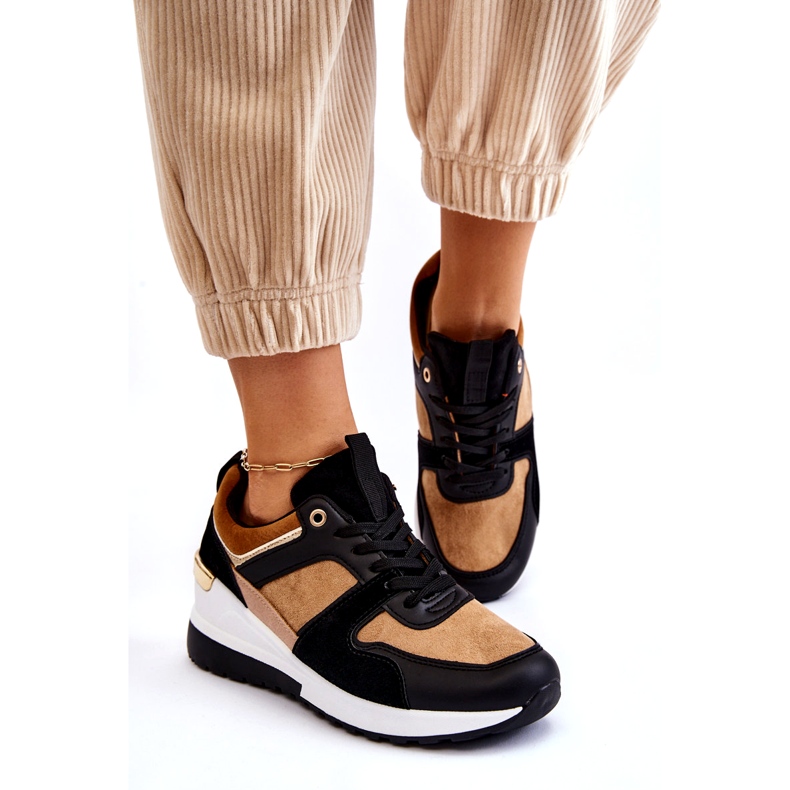 Classiche sneakers con zeppa Collide beige e nere marrone 4