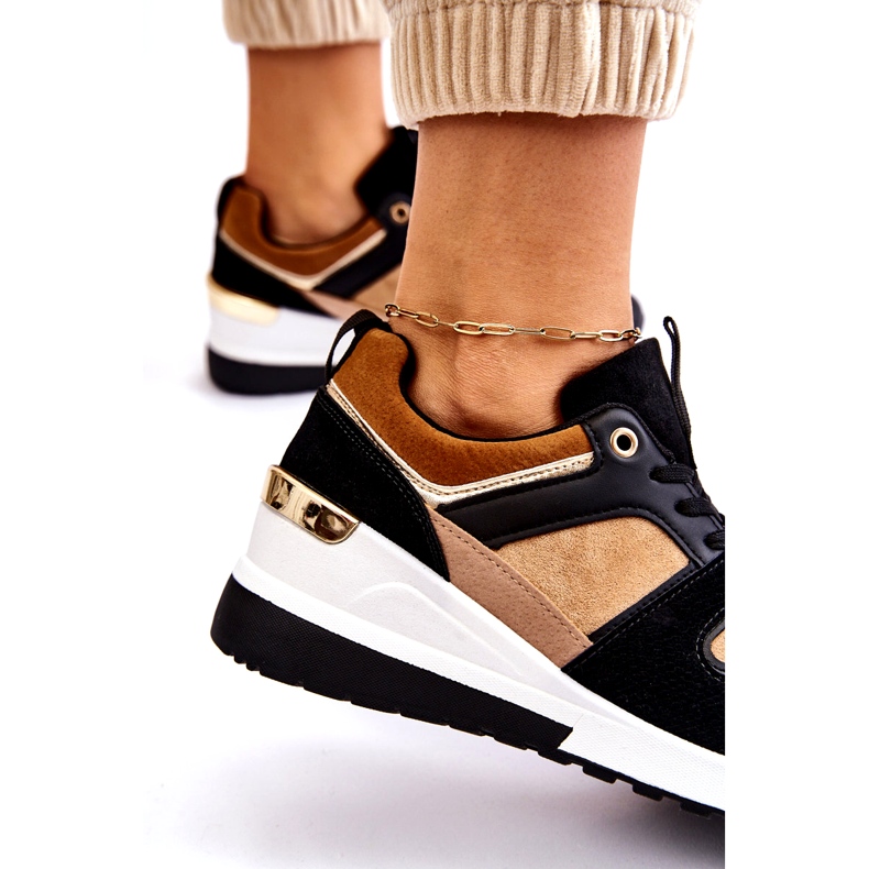 Classiche sneakers con zeppa Collide beige e nere marrone 5