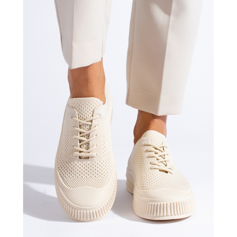 Sneakers da donna in tessuto Shelovet beige 2