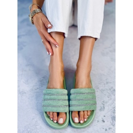 BM Ciabatte Lynne Green con strass verde 2