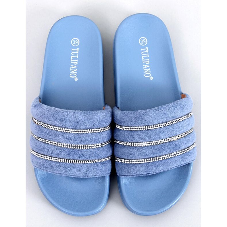 BM Ciabatte Lynne Blue con strass 1
