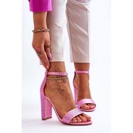 Sandali da donna su tacchi alti con strass rosa idealista 1