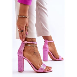 Sandali da donna su tacchi alti con strass rosa idealista 2