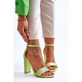 Sandali Tacco Alto Donna Con Zirconi Verde Idealistic 1