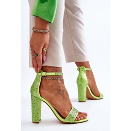 Sandali Tacco Alto Donna Con Zirconi Verde Idealistic 2