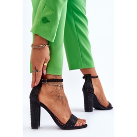Sandali con tacco alto da donna con zirconi neri Idealistic nero 2