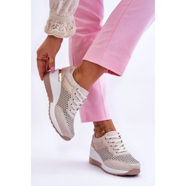 S.Barski Sneakers Traforate In Pelle Da Donna Beige Chiaro Virginia 2