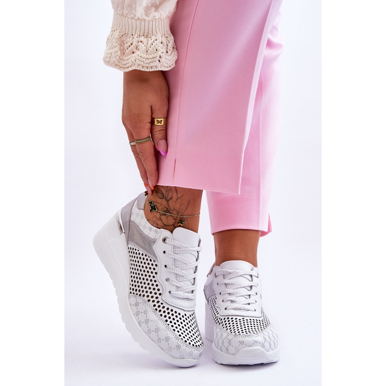 S.Barski Sneakers Traforate in Pelle da Donna Bianco Virginia 1