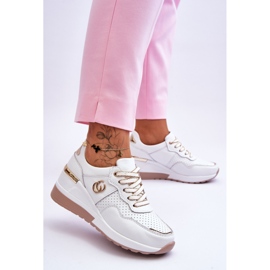 S.Barski Scarpe Sportive Con Zeppa In Pelle Da Donna Bianco-Oro Rebeca 2