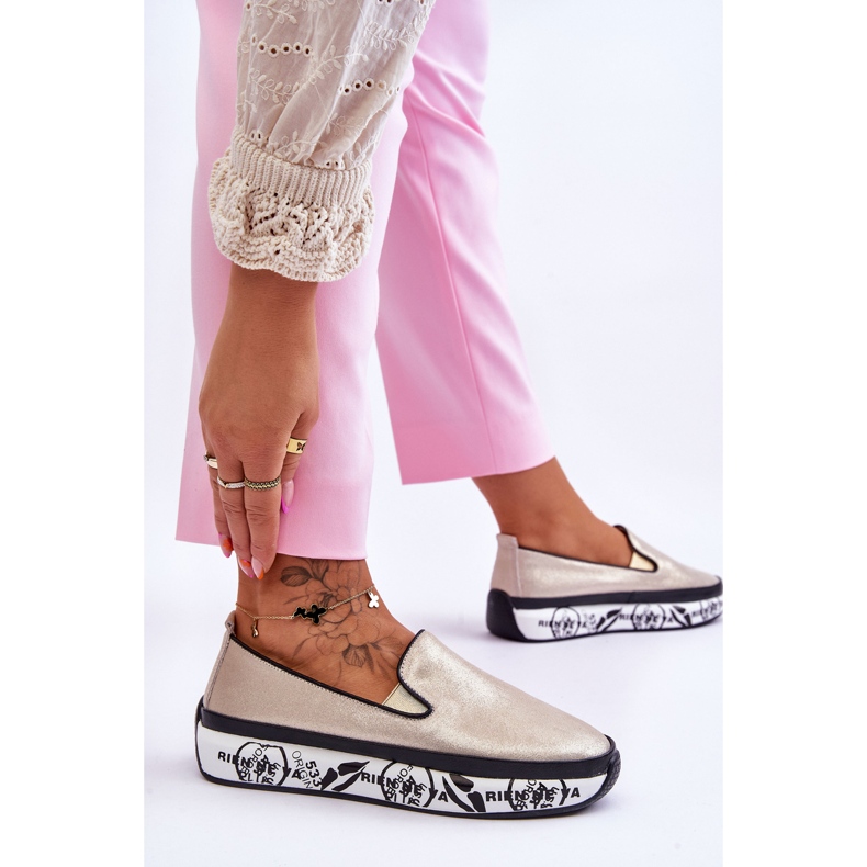 S.Barski Sneakers In Pelle Slip-On Da Donna Oro Ottavia d'oro 2